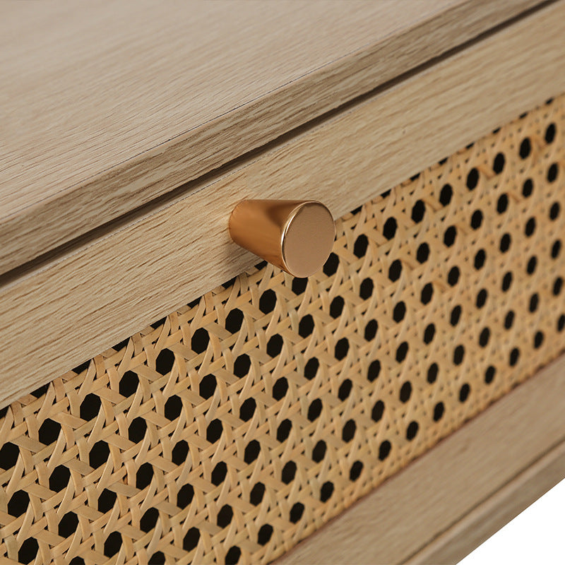 Contemporary Simplicity Rectangular Solid Wood Nightstand Drawer For Bedroom