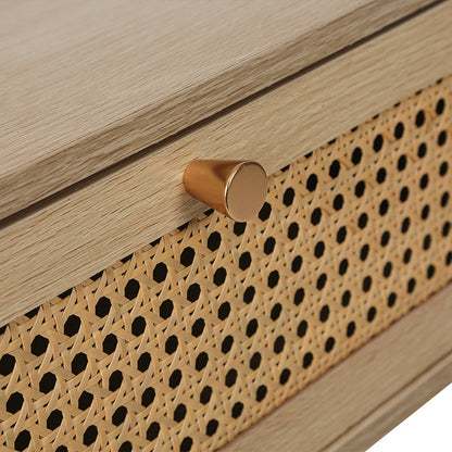 Contemporary Simplicity Rectangular Solid Wood Nightstand Drawer For Bedroom