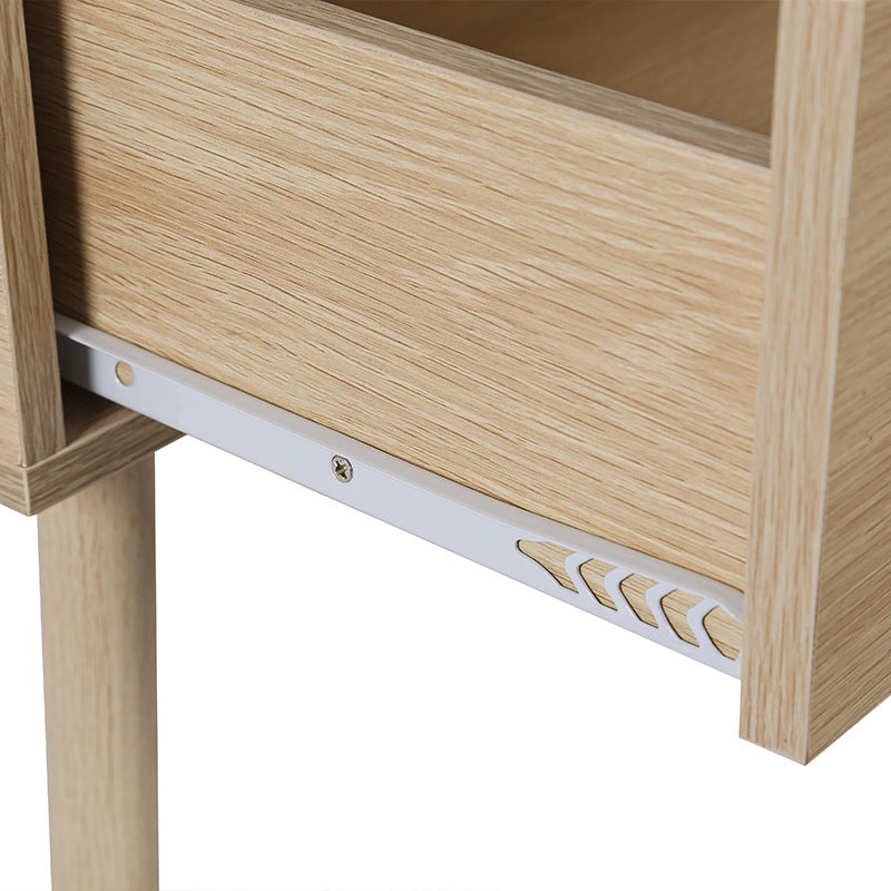Contemporary Simplicity Rectangular Solid Wood Nightstand Drawer For Bedroom