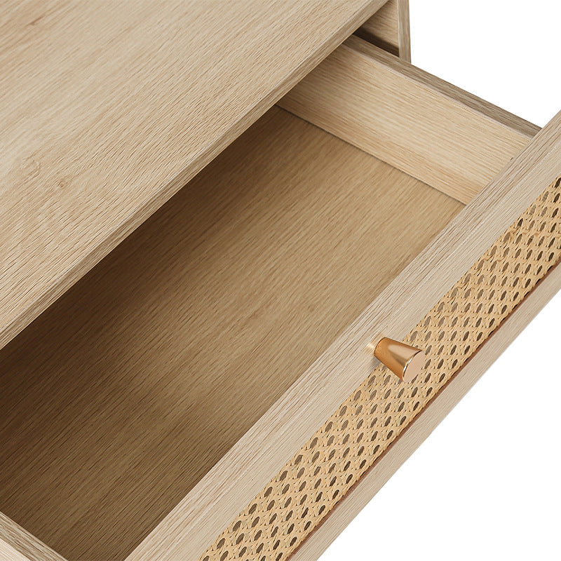 Contemporary Simplicity Rectangular Solid Wood Nightstand Drawer For Bedroom