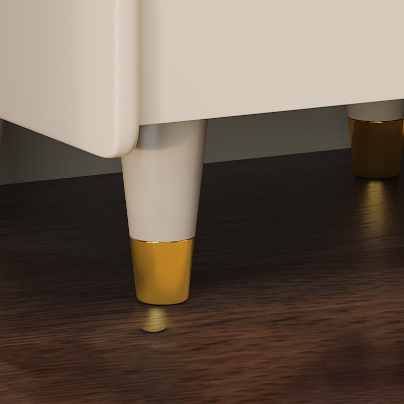 Contemporary Simplicity Rectangular Rubber Wood Nightstand 2-Drawer Storage Shelves For Bedroom