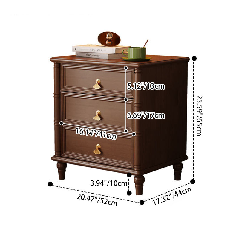 Contemporary Simplicity Cube Solid Wood Nightstand 3-Drawer For Bedroom