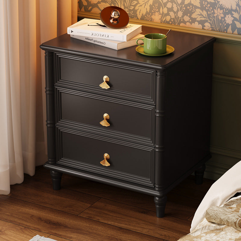 Contemporary Simplicity Cube Solid Wood Nightstand 3-Drawer For Bedroom