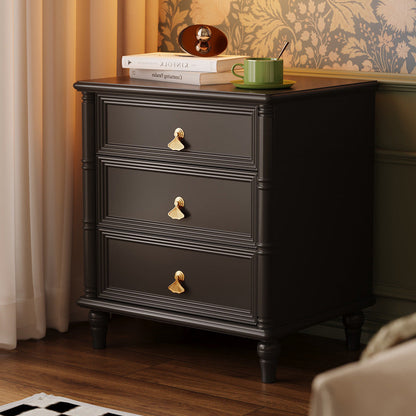 Contemporary Simplicity Cube Solid Wood Nightstand 3-Drawer For Bedroom