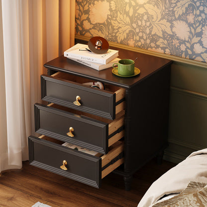 Contemporary Simplicity Cube Solid Wood Nightstand 3-Drawer For Bedroom
