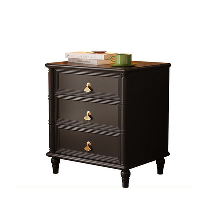 Contemporary Simplicity Cube Solid Wood Nightstand 3-Drawer For Bedroom