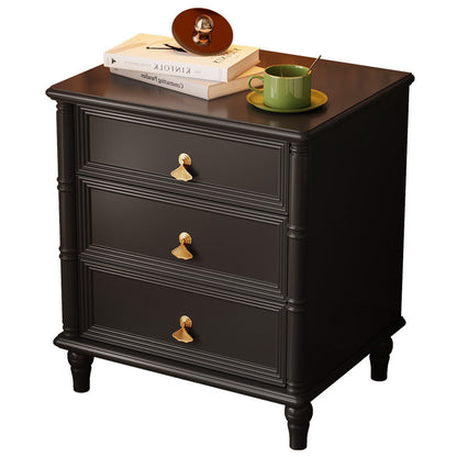 Contemporary Simplicity Cube Solid Wood Nightstand 3-Drawer For Bedroom
