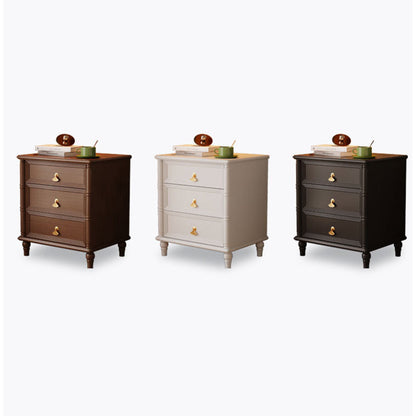 Contemporary Simplicity Cube Solid Wood Nightstand 3-Drawer For Bedroom