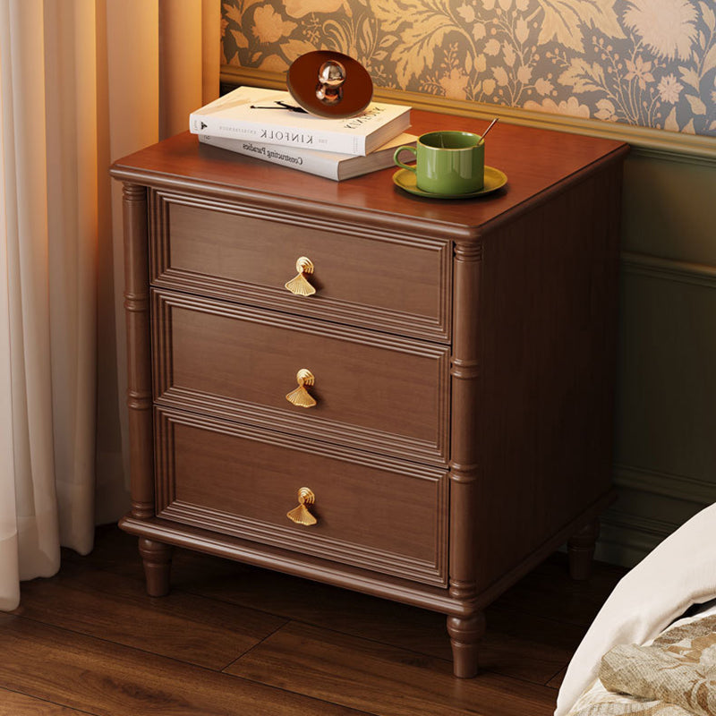 Contemporary Simplicity Cube Solid Wood Nightstand 3-Drawer For Bedroom