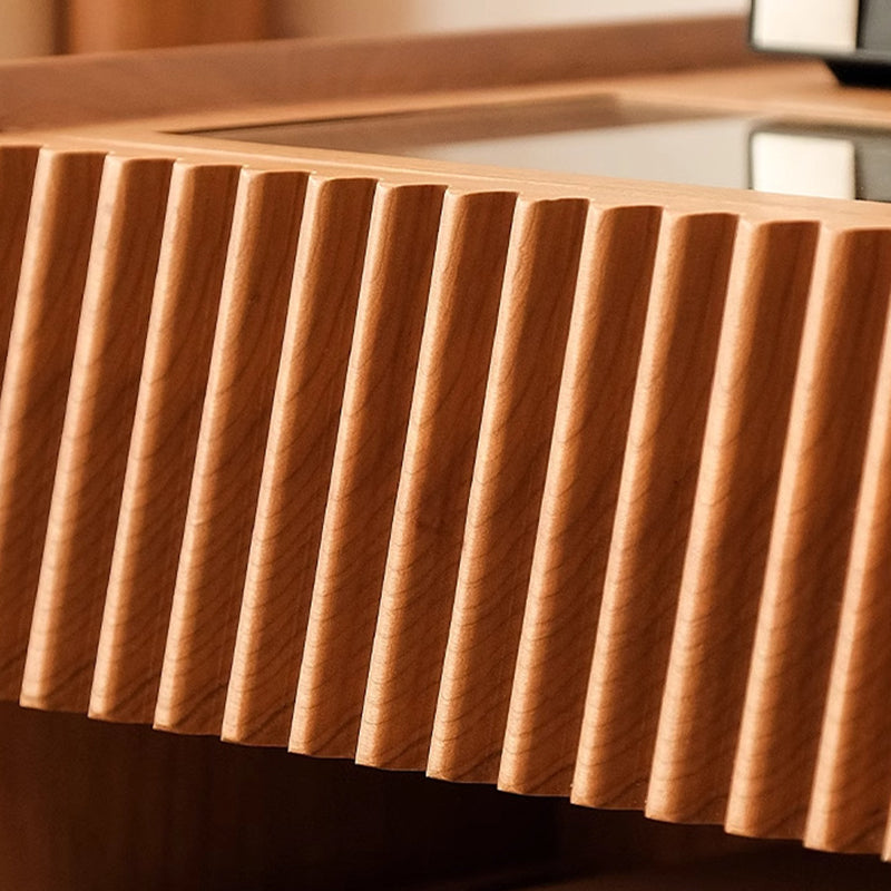 Traditional Japanese Solid Wood Glass Square Movable Nightstand Drawer Storage Shelf For Bedroom