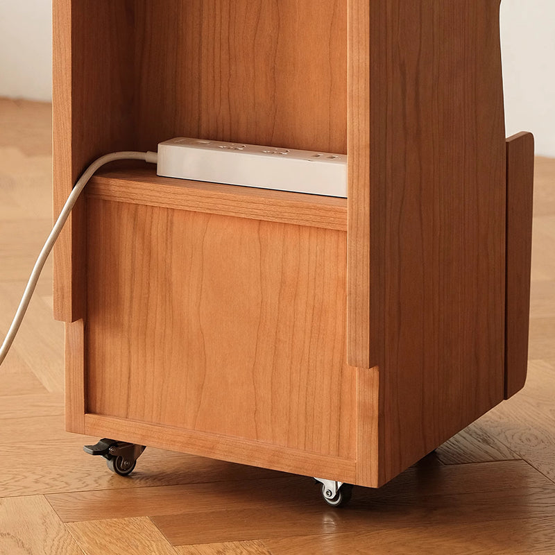 Traditional Japanese Solid Wood Glass Square Movable Nightstand Drawer Storage Shelf For Bedroom