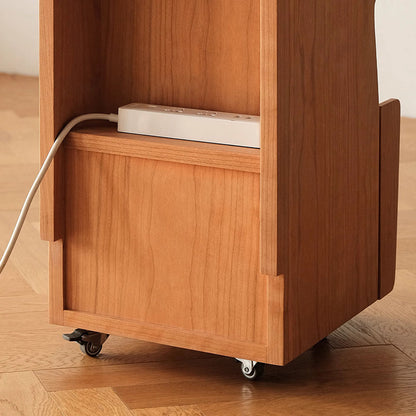 Traditional Japanese Solid Wood Glass Square Movable Nightstand Drawer Storage Shelf For Bedroom