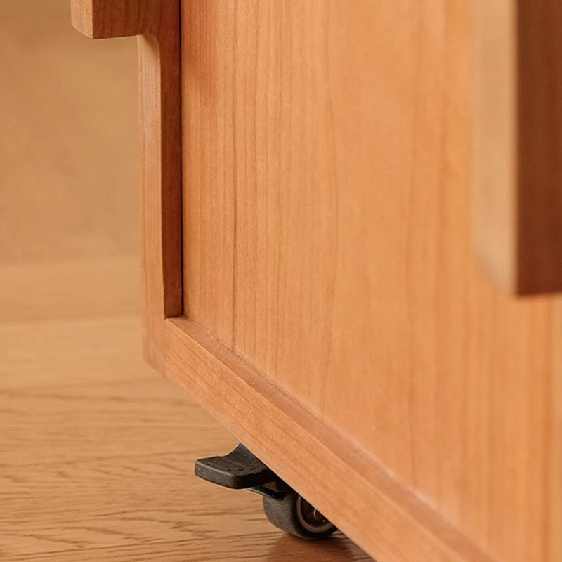 Traditional Japanese Solid Wood Glass Square Movable Nightstand Drawer Storage Shelf For Bedroom