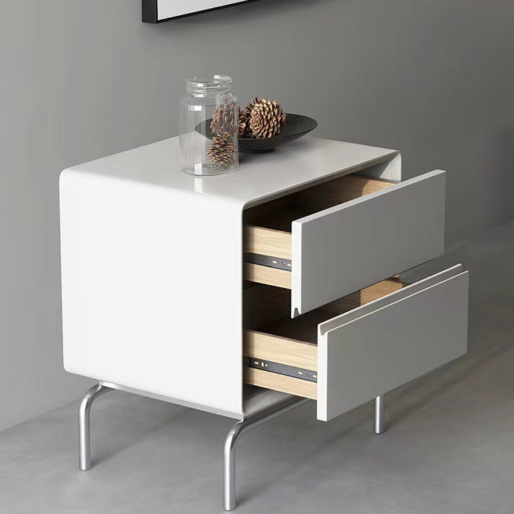 Contemporary Luxury Cube Solid Wood Nightstand 2-Drawer For Bedroom