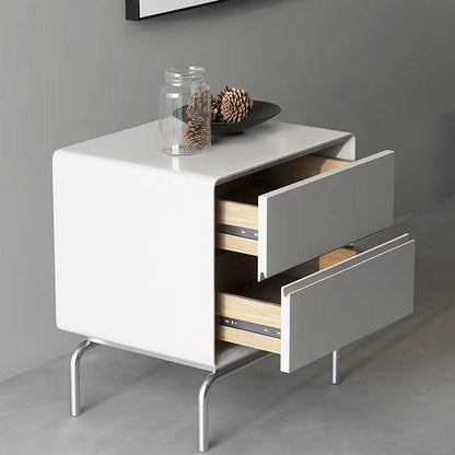 Contemporary Luxury Cube Solid Wood Nightstand 2-Drawer For Bedroom