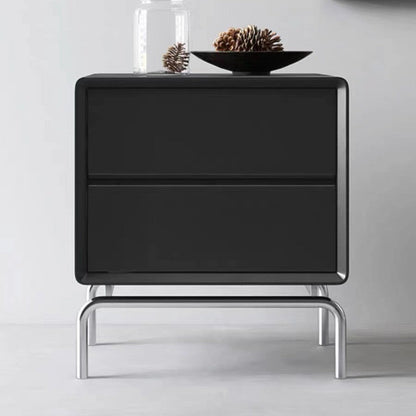 Contemporary Luxury Cube Solid Wood Nightstand 2-Drawer For Bedroom