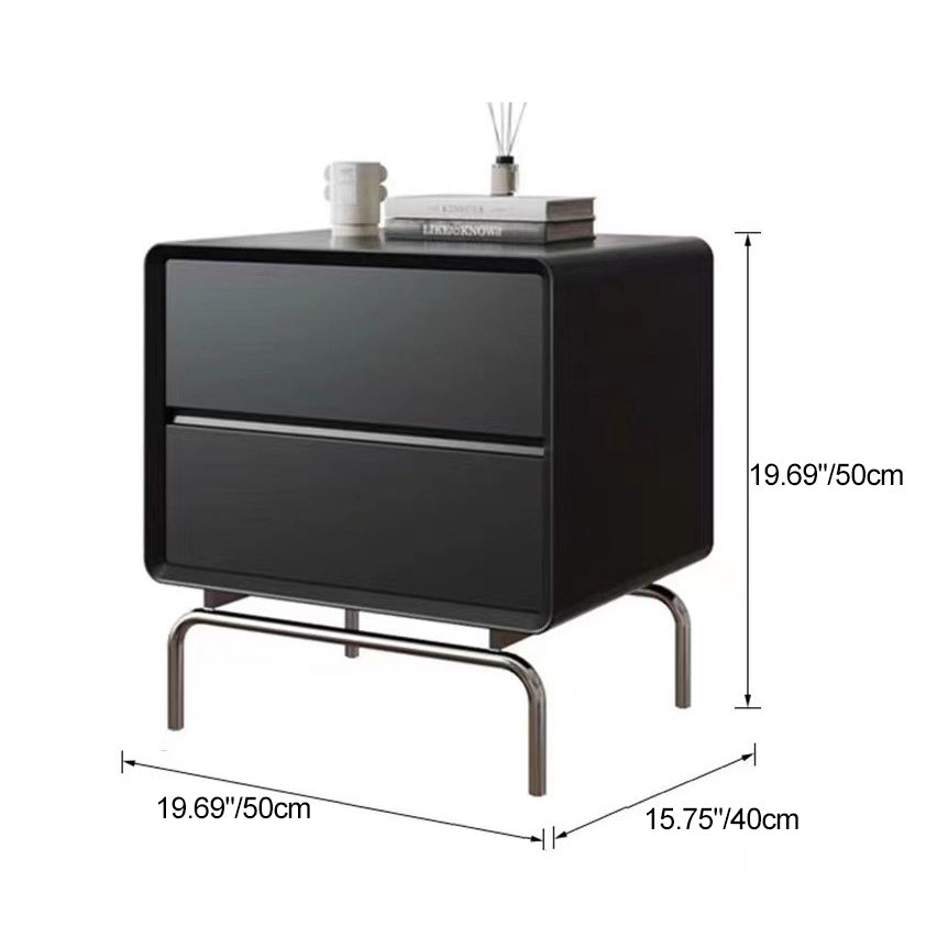 Contemporary Luxury Cube Solid Wood Nightstand 2-Drawer For Bedroom