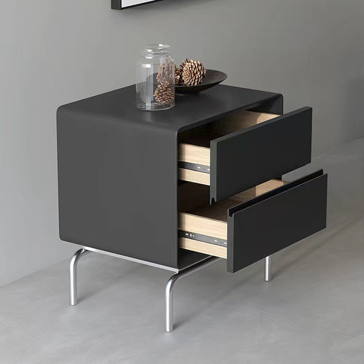 Contemporary Luxury Cube Solid Wood Nightstand 2-Drawer For Bedroom