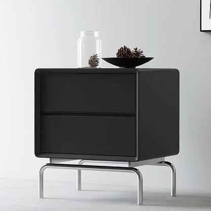 Contemporary Luxury Cube Solid Wood Nightstand 2-Drawer For Bedroom