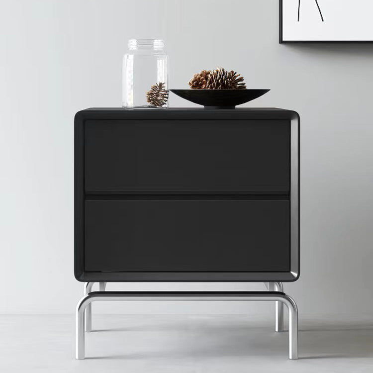 Contemporary Luxury Cube Solid Wood Nightstand 2-Drawer For Bedroom