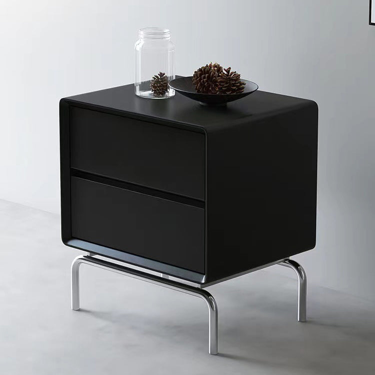 Contemporary Luxury Cube Solid Wood Nightstand 2-Drawer For Bedroom