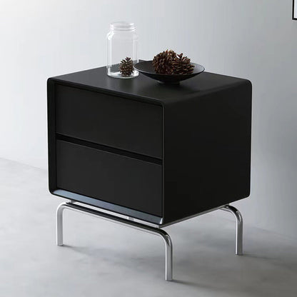 Contemporary Luxury Cube Solid Wood Nightstand 2-Drawer For Bedroom