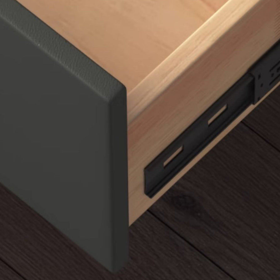 Contemporary Luxury Rectangular Tempered Glass Top Faux Leather Veneered Solid Wood Frame Nightstand 1-Drawer For Bedroom