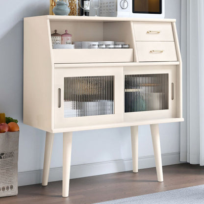 Traditional Japanese Rectangular Solid Wood Sideboard 2-Drawer Storage Cabinets For Dining Room