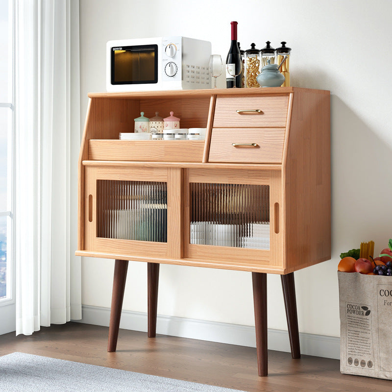Traditional Japanese Rectangular Solid Wood Sideboard 2-Drawer Storage Cabinets For Dining Room