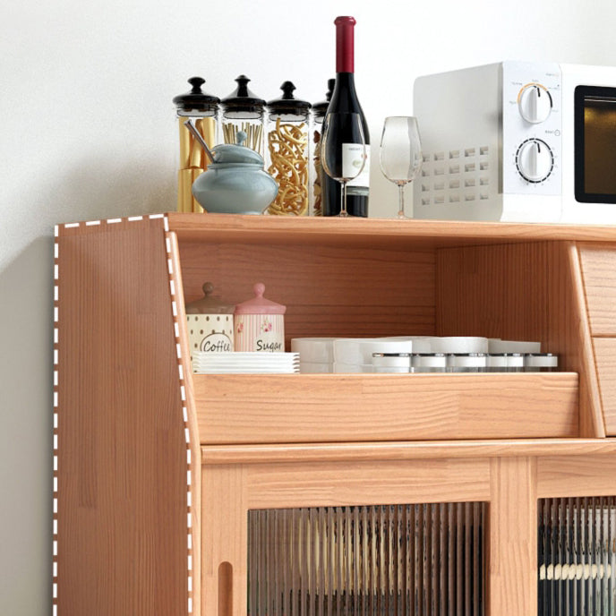 Traditional Japanese Rectangular Solid Wood Sideboard 2-Drawer Storage Cabinets For Dining Room