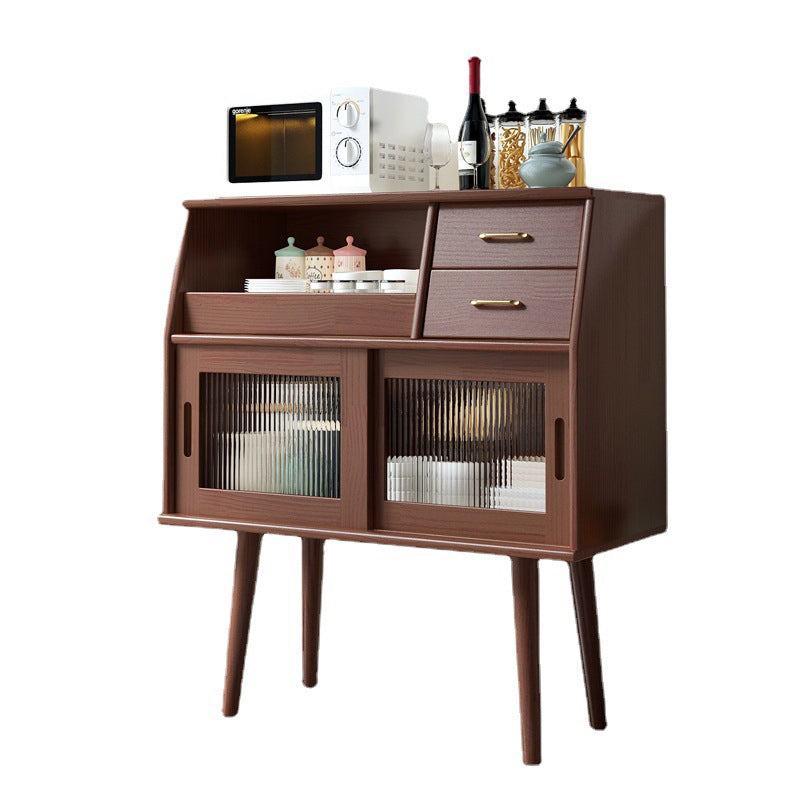 Traditional Japanese Rectangular Solid Wood Sideboard 2-Drawer Storage Cabinets For Dining Room