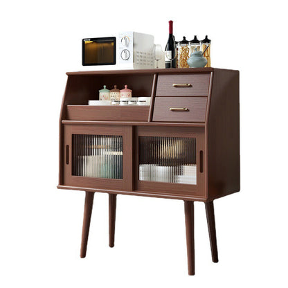 Traditional Japanese Rectangular Solid Wood Sideboard 2-Drawer Storage Cabinets For Dining Room