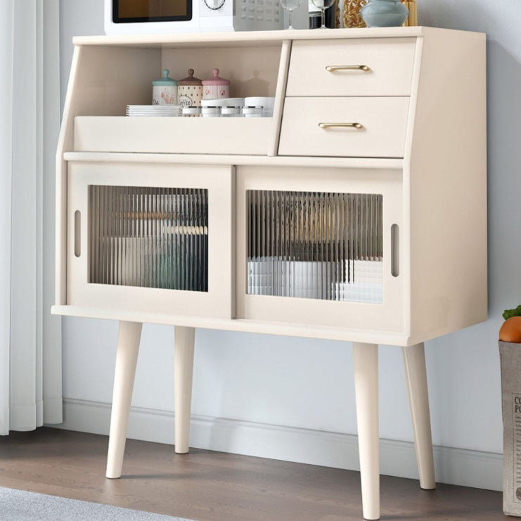 Traditional Japanese Rectangular Solid Wood Sideboard 2-Drawer Storage Cabinets For Dining Room
