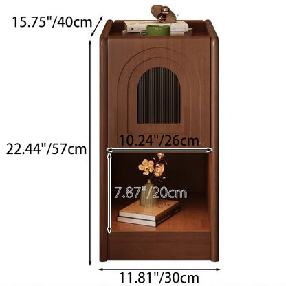 Traditional Vintage Rectangular Solid Wood Nightstand 1-Drawer Storage Cabinet For Bedroom