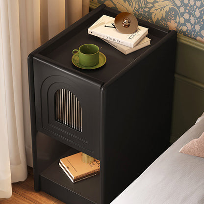 Traditional Vintage Rectangular Solid Wood Nightstand 1-Drawer Storage Cabinet For Bedroom