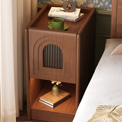 Traditional Vintage Rectangular Solid Wood Nightstand 1-Drawer Storage Cabinet For Bedroom