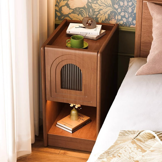 Traditional Vintage Rectangular Solid Wood Nightstand 1-Drawer Storage Cabinet For Bedroom