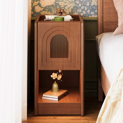 Traditional Vintage Rectangular Solid Wood Nightstand 1-Drawer Storage Cabinet For Bedroom