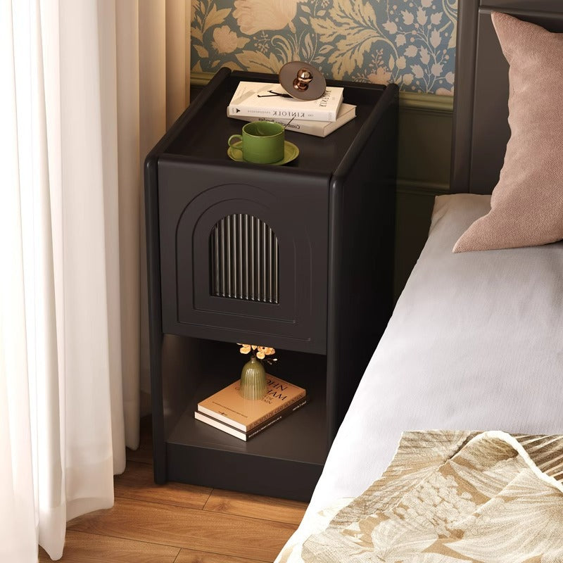 Traditional Vintage Rectangular Solid Wood Nightstand 1-Drawer Storage Cabinet For Bedroom