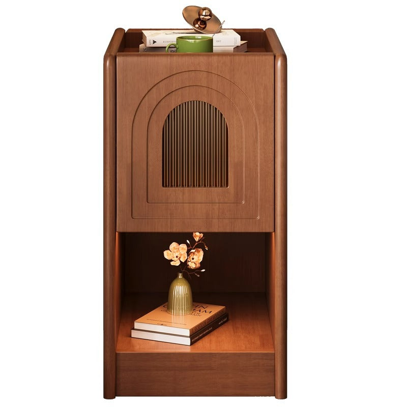 Traditional Vintage Rectangular Solid Wood Nightstand 1-Drawer Storage Cabinet For Bedroom