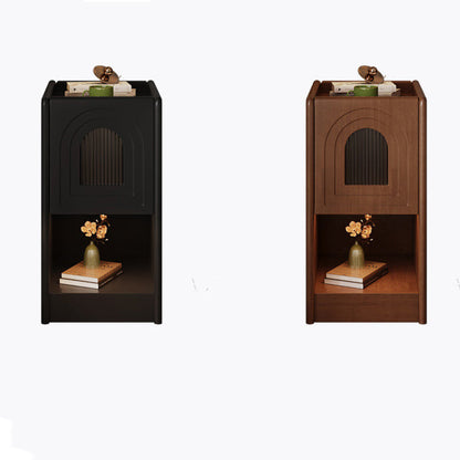 Traditional Vintage Rectangular Solid Wood Nightstand 1-Drawer Storage Cabinet For Bedroom