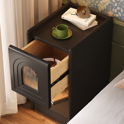 Traditional Vintage Rectangular Solid Wood Nightstand 1-Drawer Storage Cabinet For Bedroom