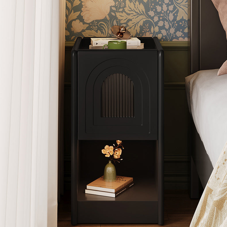 Traditional Vintage Rectangular Solid Wood Nightstand 1-Drawer Storage Cabinet For Bedroom