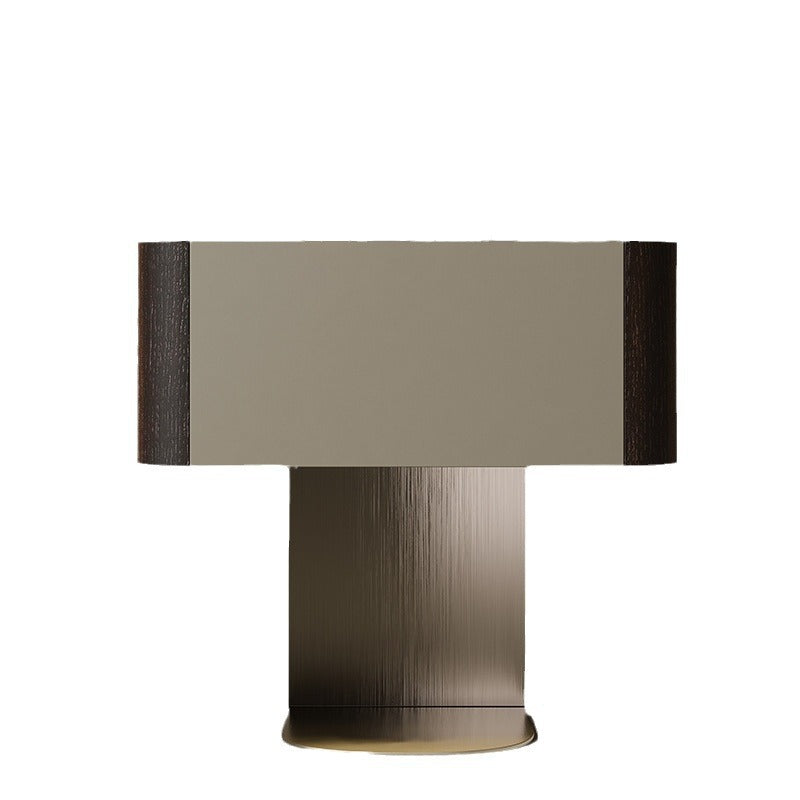 Modern Luxury Square Sintered Stone Top Smoked Wood Veneered Nightstand 1-Drawer For Bedroom