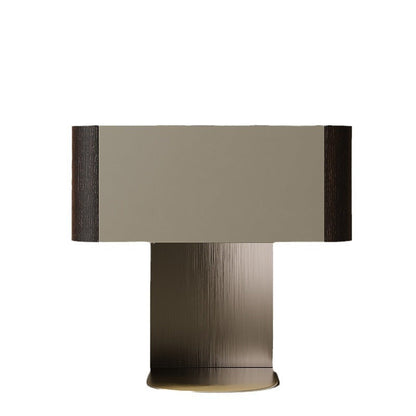 Modern Luxury Square Sintered Stone Top Smoked Wood Veneered Nightstand 1-Drawer For Bedroom