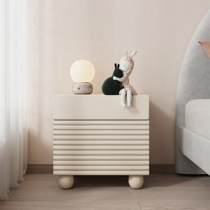 Contemporary Nordic Solid Wood Cube Nightstand 2-Drawer For Bedroom