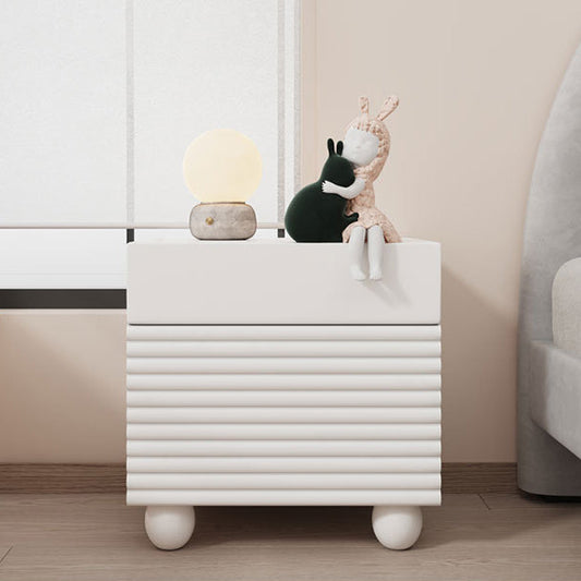 Contemporary Nordic Solid Wood Cube Nightstand 2-Drawer For Bedroom