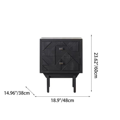 Traditional French Solid Wood Cube Nightstand 2-Drawer For Bedroom