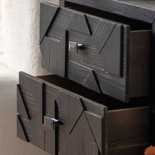 Traditional French Solid Wood Cube Nightstand 2-Drawer For Bedroom