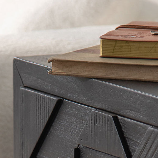 Traditional French Solid Wood Cube Nightstand 2-Drawer For Bedroom